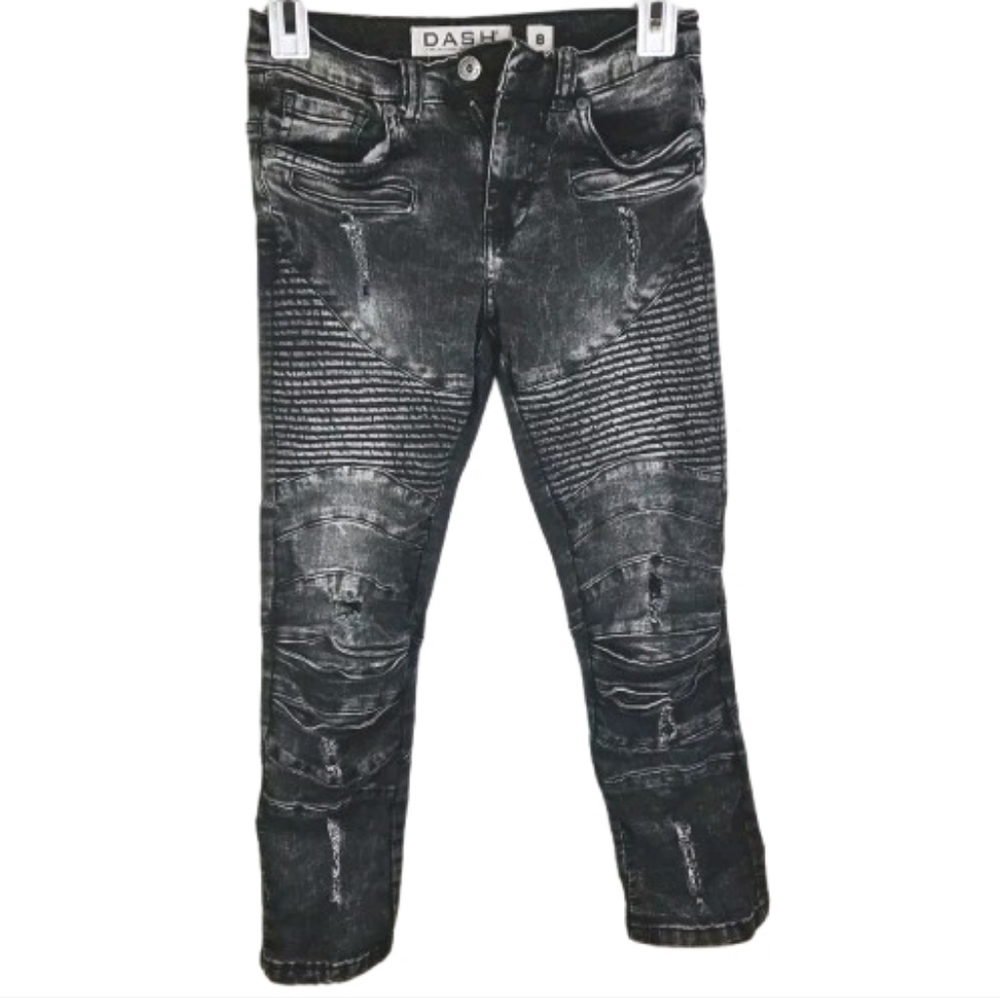 🎁 Dash American Designer Kids Super Skinny  Black Acide Rinse Denim Size 8